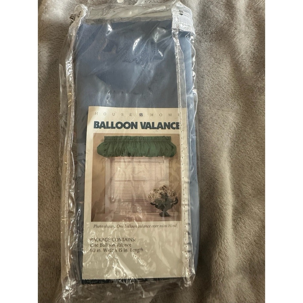 House & Home Balloon Valance Blue 60" x 15" SLATE -Kitchen, Bath-Bedroom - NIP
